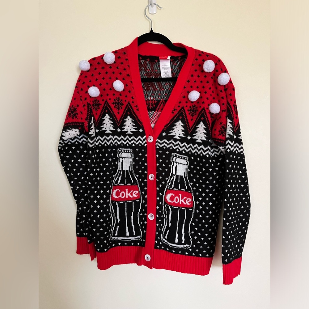 Women’s Coca Cola Ugly Christmas Sweater “IT'S THE REAL THING" Coke holiday S/M
